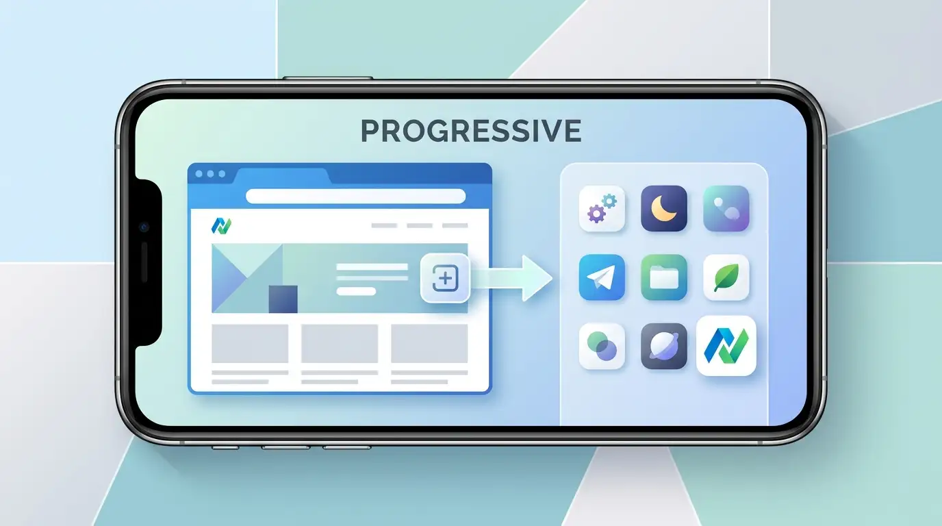 Conceptual illustration of a smartphone using a browser-installed web app