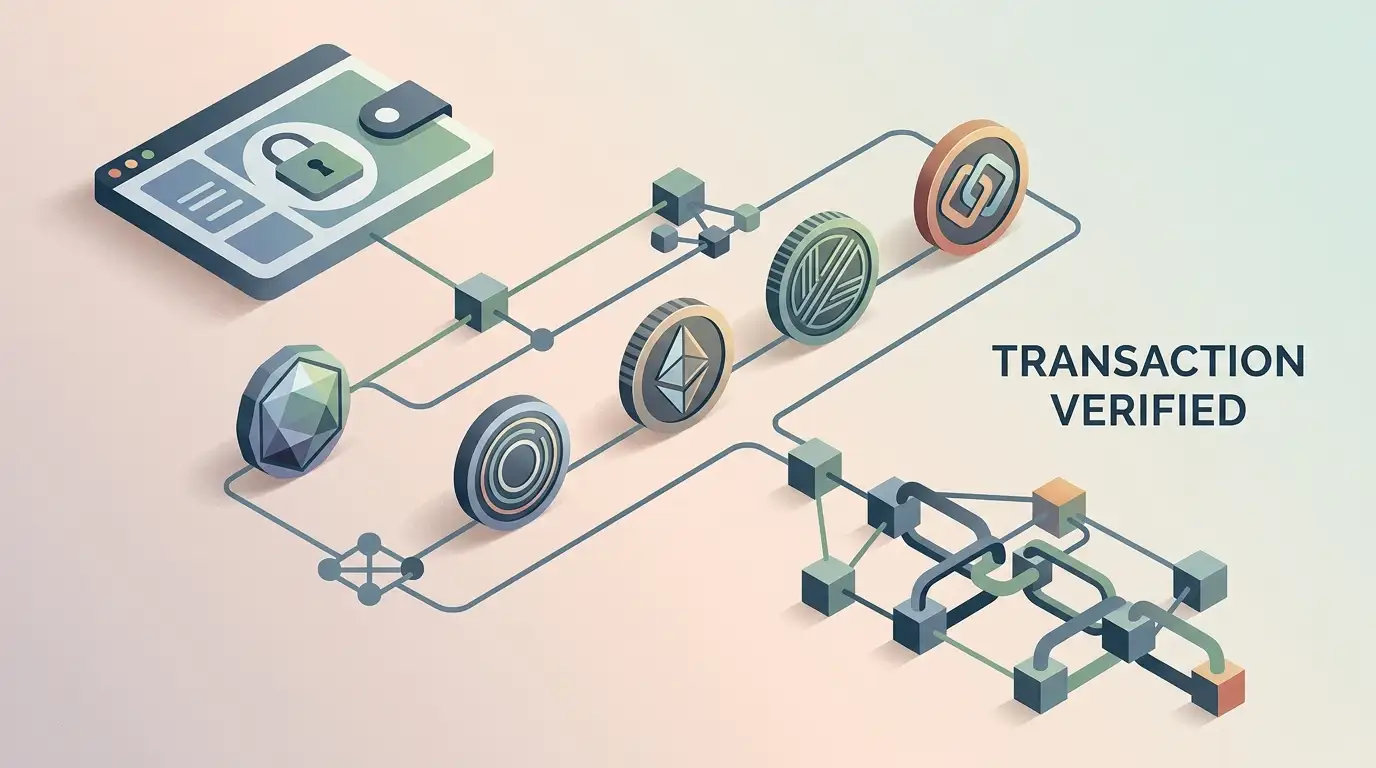 Conceptual illustration of cryptocurrency payment categories
